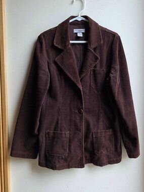 Evolution Brown Corduroy Button Down Blazer Size Large